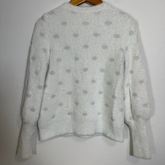 Marine Layer Arielle Crewneck Sweater Ivory/Pink Funfetti Size XS Fuzzy Polkadot - Picture 2 of 5